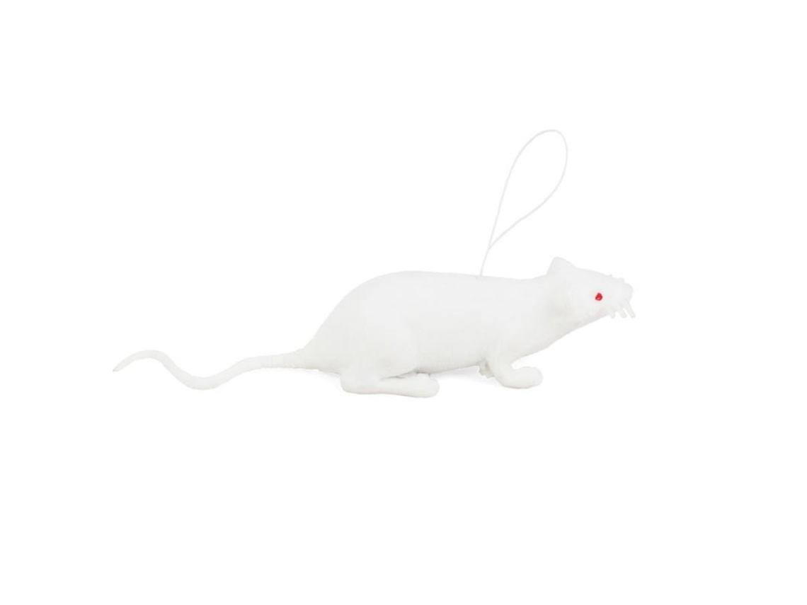 Ratón blanco con cuerda de plástico de 11 cm