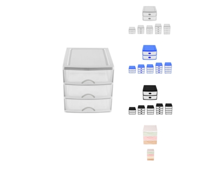 Cajonera de sobremesa grande – Torre de Almacenamiento multiusos Blanco 3 Cajones - Uñero