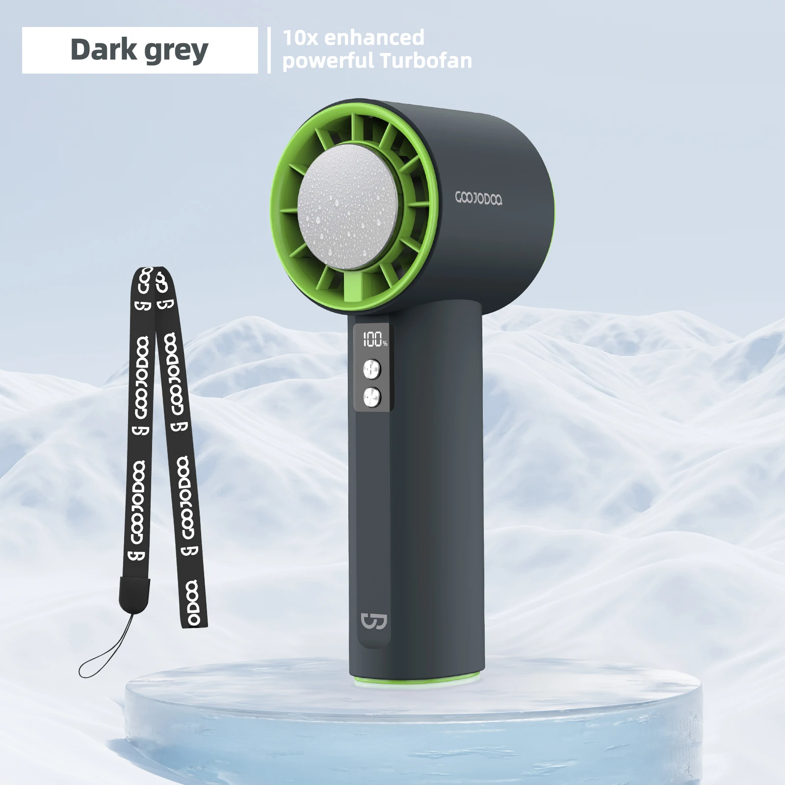 Mini Ventilador Eléctrico (gris Oscuro) Con Pantalla Digital Y Turbina Ajustable.