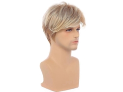 Peluca sintética rubia corta en capas para hombre, resistente al calor, para cosplay, con gorro incluido. TAISHENGDA
