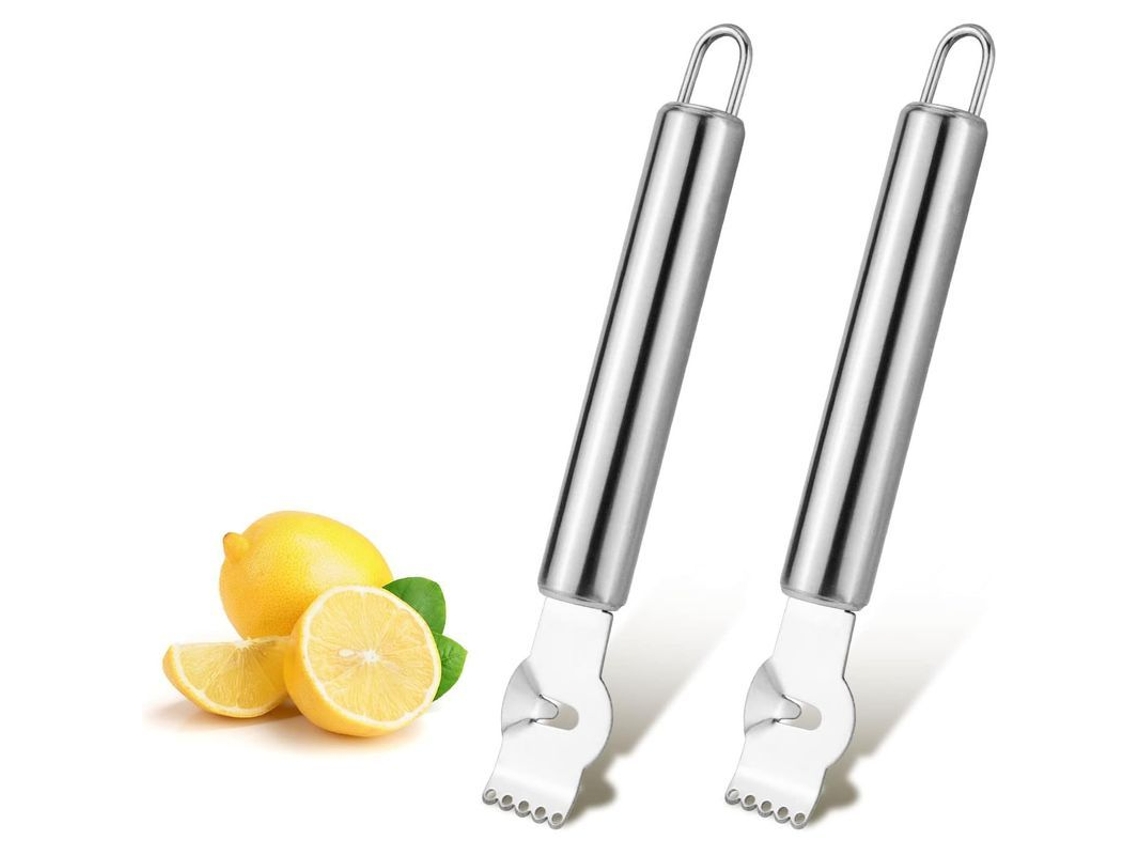 Pelador/rallador de limones multifuncional, fabricado en acero inoxidable afilado con mango ergonómico, 2 unidades.