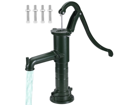 VEVOR Bomba de Mano de Hierro Fundido 15x65cm Bomba de Agua Manual Antigua Verde
