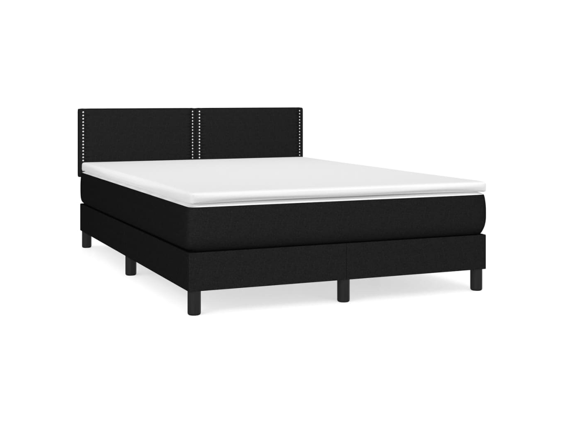 Maison Exclusive - Cama Box Spring Con Colchón Tela Negro 140x190 Cm