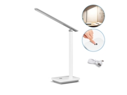 AIGOSTAR lámpara de oficina LED, puerto USB y tipo C, 3 modos y 4 niveles de brillo, blanco-gris.