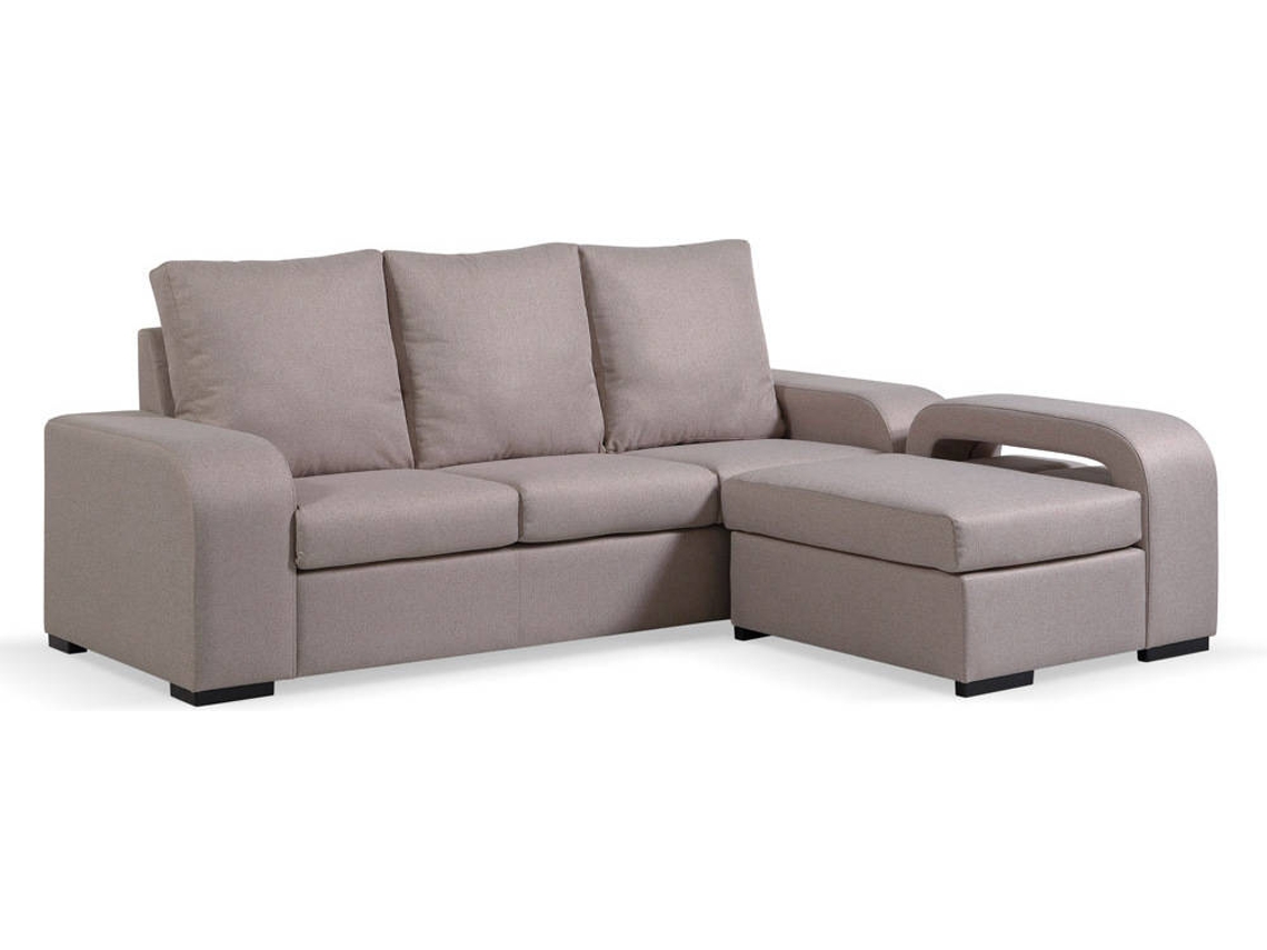 Sofá Chaise Longue BAZAR MONDIALE Madrid (Beige - Madera, Poliéster - 230x85x95 cm)