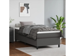 Cama Box Spring Con Colchón Cuero Sintético Gris 90x200 Cm