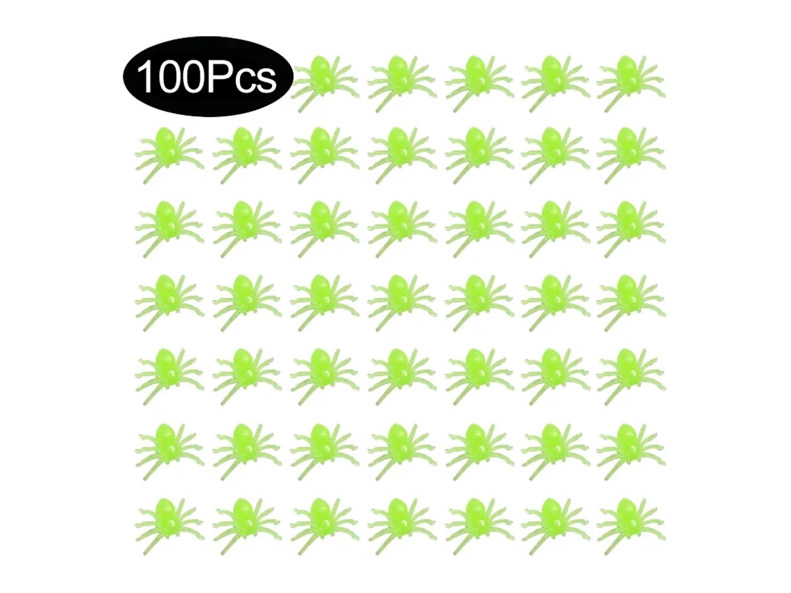 100 pequeñas arañas negras de plástico luminosas para decoración de fiestas de Halloween, casa embrujada, juguete luminoso Viewleaf