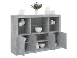 Pack 3 Uds Aparador | Mueble De Comedor | Buffet Con Luz Led Madera De Ingeniería Gris Hormigón Wsd289806