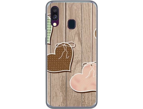 Carcasa Samsung Galaxy A40 TUMUNDOSMARTPHONE Corazones Madera Multicolor