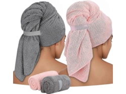 Juego de 2 toallas de microfibra para cabello largo, toalla turbante grande para niñas, toalla de secado rápido y súper absorbente de Rosewell