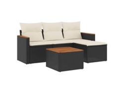 Conjunto de 5 sofás de jardín con cojines de mimbre, color negro, EXCLUSIVA MAISON (5 piezas)