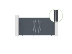 Puerta corredera 3,5m LIFE Al.180cm aluminio gris 2 postes 20x20cm Al.190cm CASANOOV