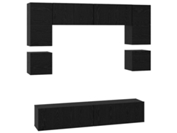 Maison Exclusive - Conjunto De Mueble De Tv 8 Pcs Roble Negro Madera De Ingeniería