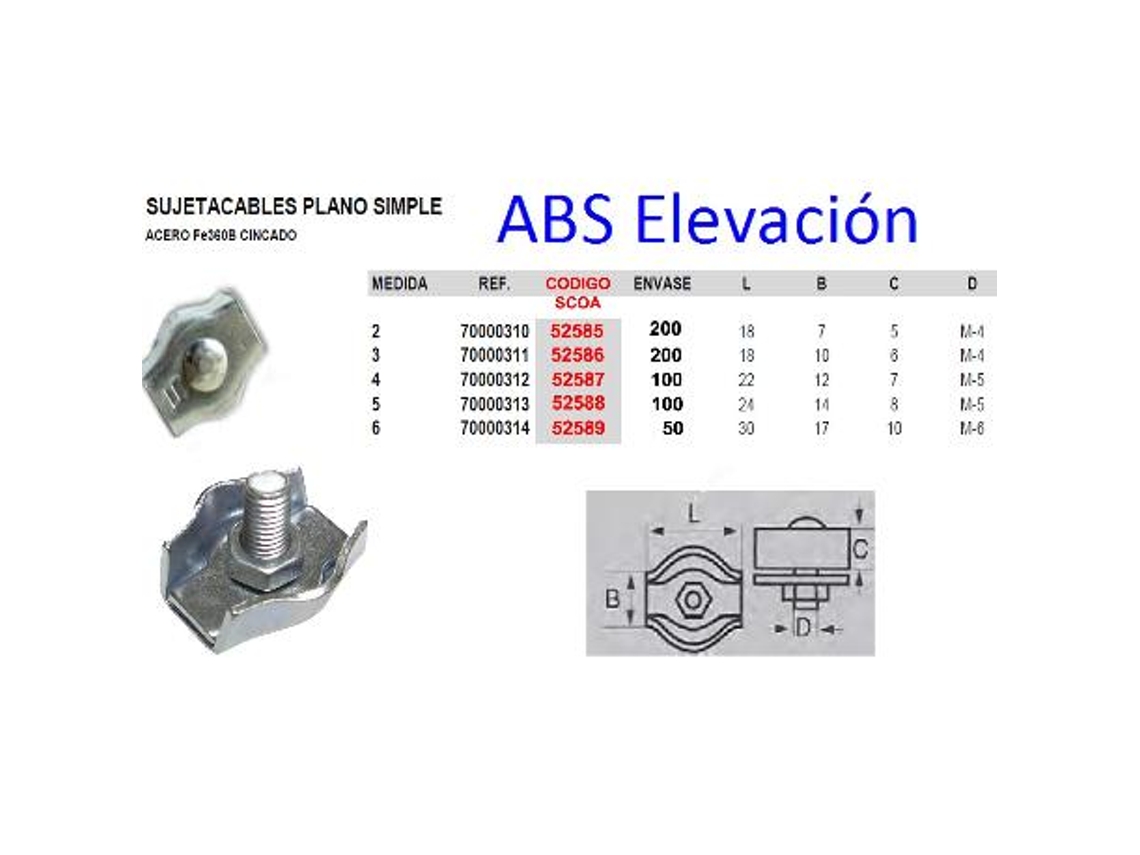 Abs sujetacables plano simple 4 cincado 70000312 (caja 100 unidades)