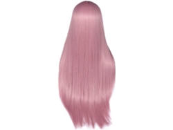 Perruque Synthétique Longue Rose Pastel Naturelle, Partie Lisse Para Femmes Y Filles Cheveux Ple...