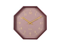 FISURA Reloj de Pared Original Octogonal Rojo Reloj de Cocina Moderno Reloj de Pared Burdeos 30 cm de diámetro ABS y Cristal 1 Pila AA