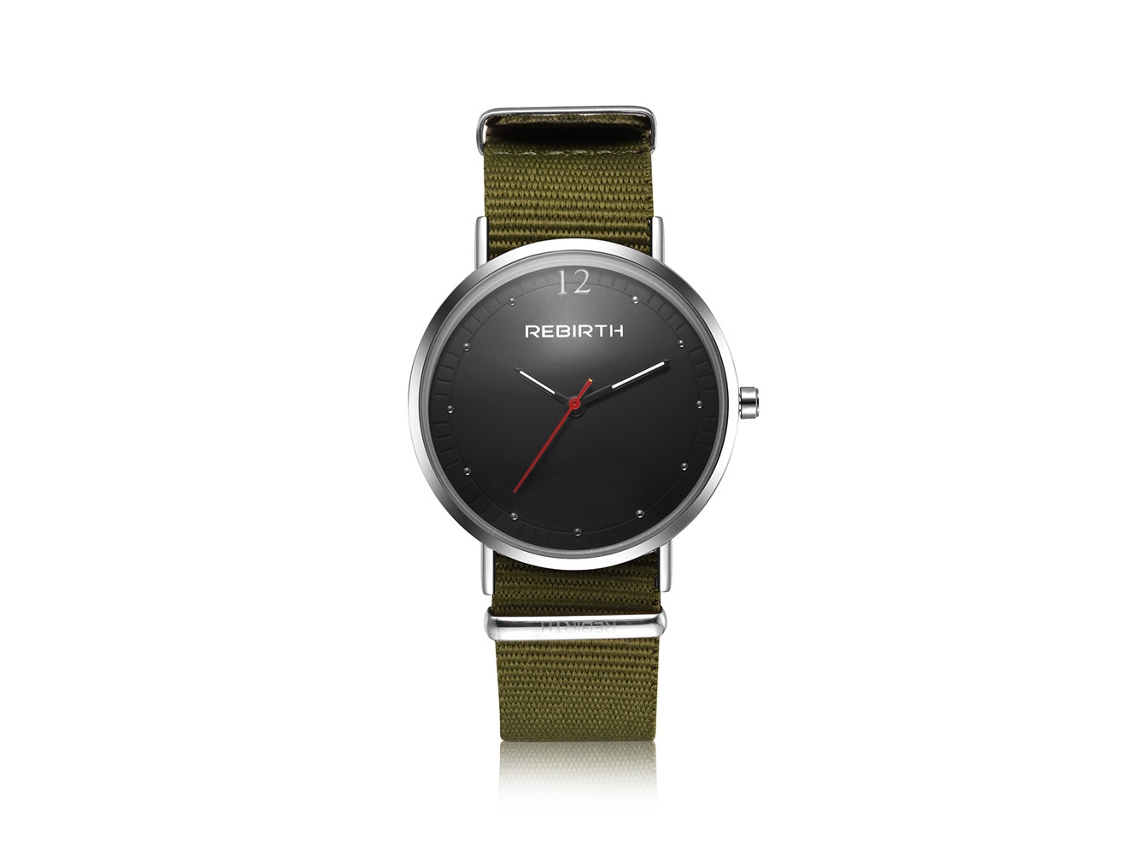 Reloj De Pulsera Unisex De Cuarzo Impermeable Con Correa De Tela Oxford Verde Negro