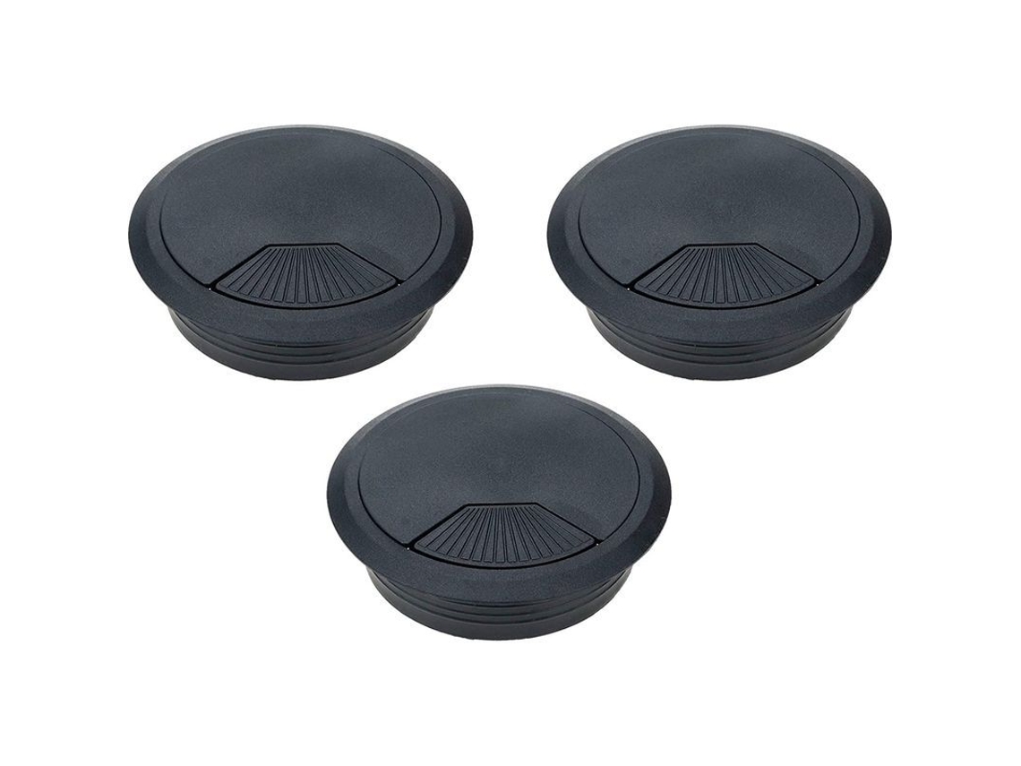 Organizador de cables con pasacables de 80 mm para la gestión de cables de oficina - Paquete de 3