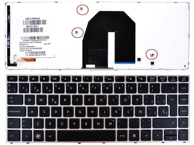 Teclado para Portátil HP Probook 5330 5330M Silver Frame Black Retroiluminado