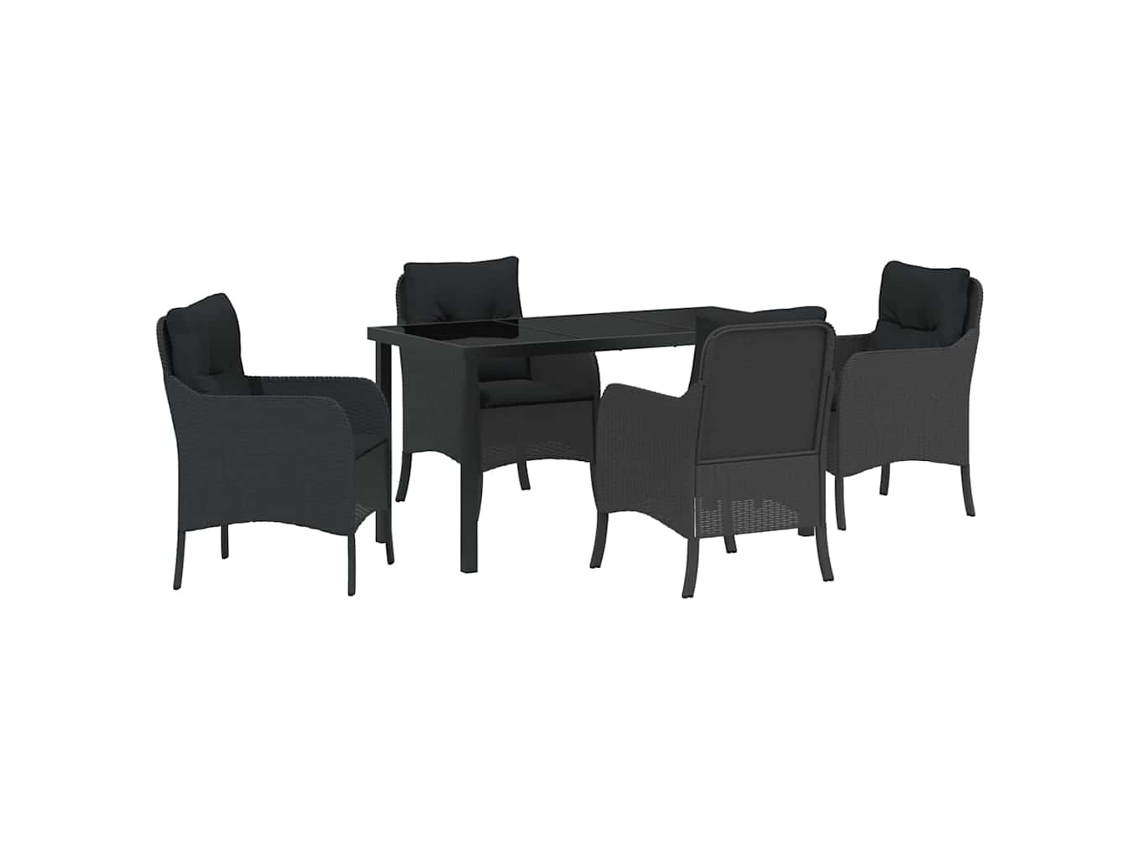 Maison Exclusive - Conjunto De Comedor De Jardín 5 Pcs Negro Ratán Sintético