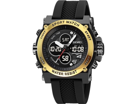 VEANXIN Relojes de pulsera digitales duales LED a prueba de golpes para hombres-Oro negro