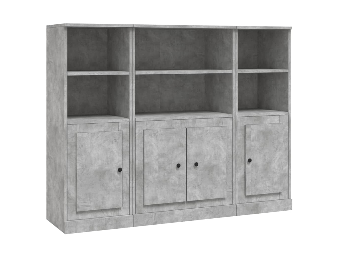 Conjunto de 3 armarios altos derivados de madera gris cemento MAISON EXCLUSIVE