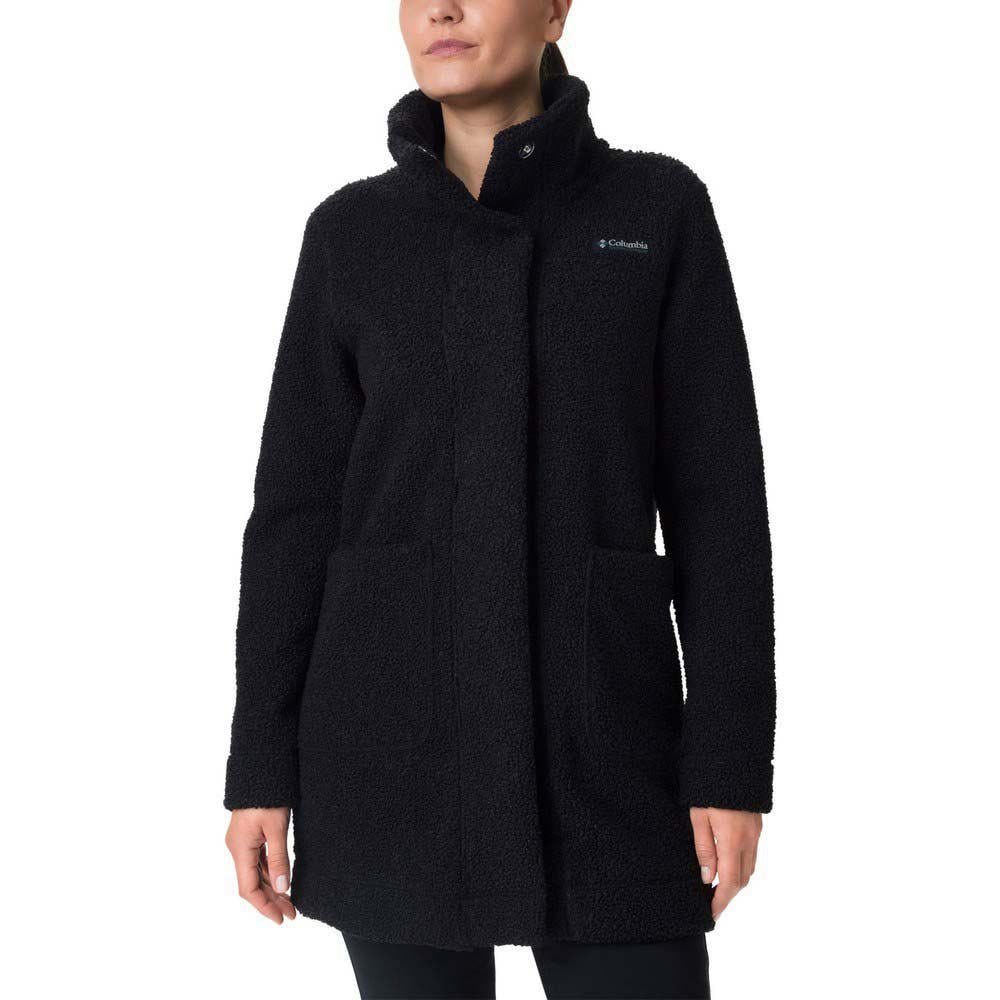 Columbia Panorama Abrigo largo para mujer polar lang negro montaña