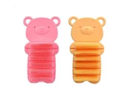 Cepillo De Manos Infantil Con Masaje, Cepillo De Uñas Con Forma De Osito, Cepillo De Limpieza Seguro Para Pe, Rosa Y Amarillo.