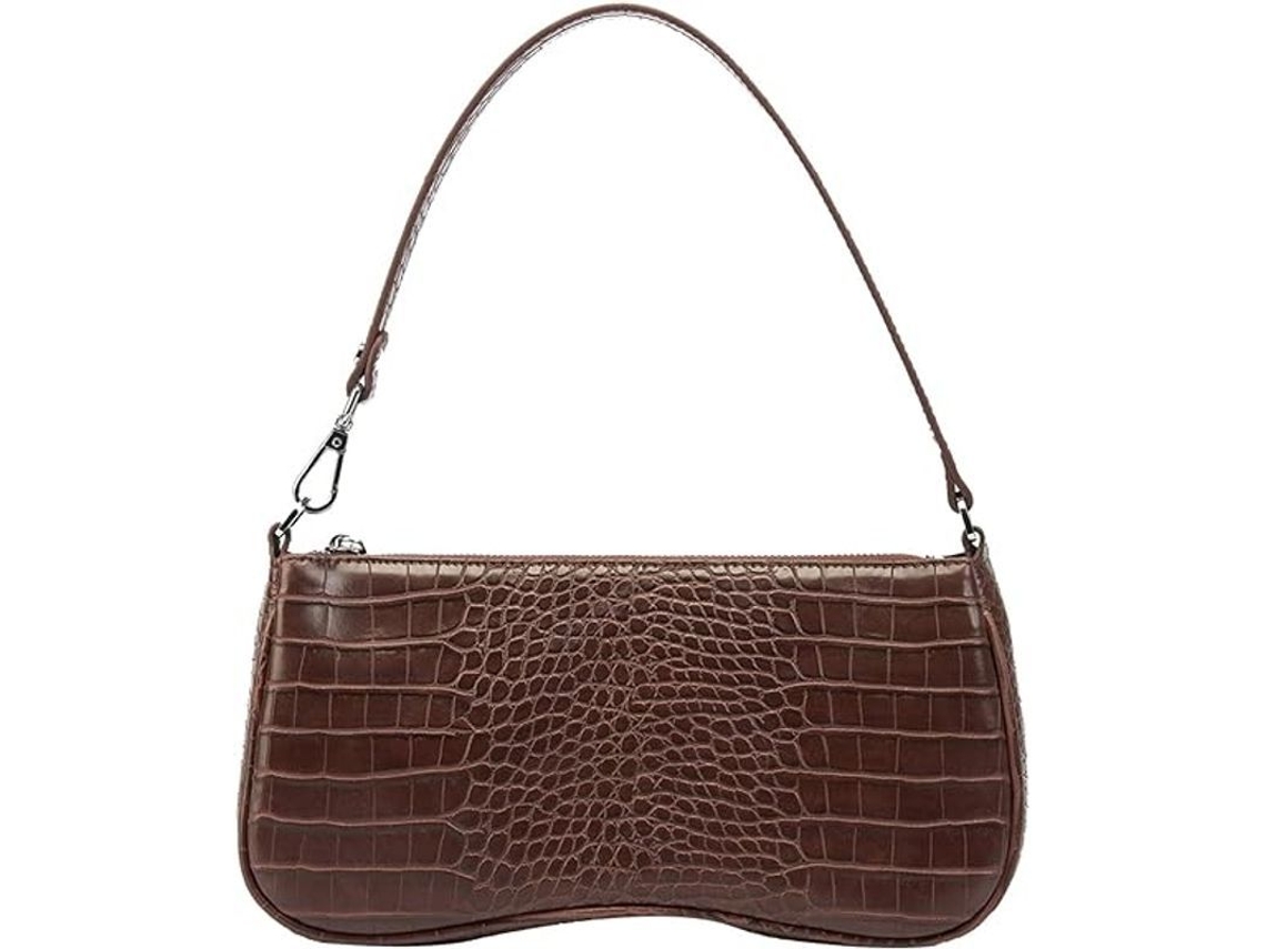 Bolso De Hombro Clásico De Piel Vegana Estilo Años 90 Para Mujer, Bolso De Mano Marrón Para Uso Diario.