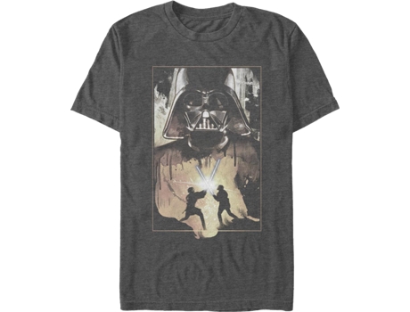 Camiseta Unisexo DEEPSTONE Darth Vader Lightsaber Duel Star Wars Brezo carbón (XL)
