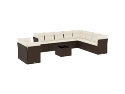 Maison Exclusive - Set De Sofás De Jardín 11 Pzas Cojines Ratán Sintético Marrón