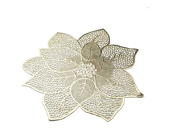 Juego de 6 mantas lavables aislantes con diseño floral, hechas de PVC dorado, 44*46 cm, antideslizantes, diseño en tonos dorados.