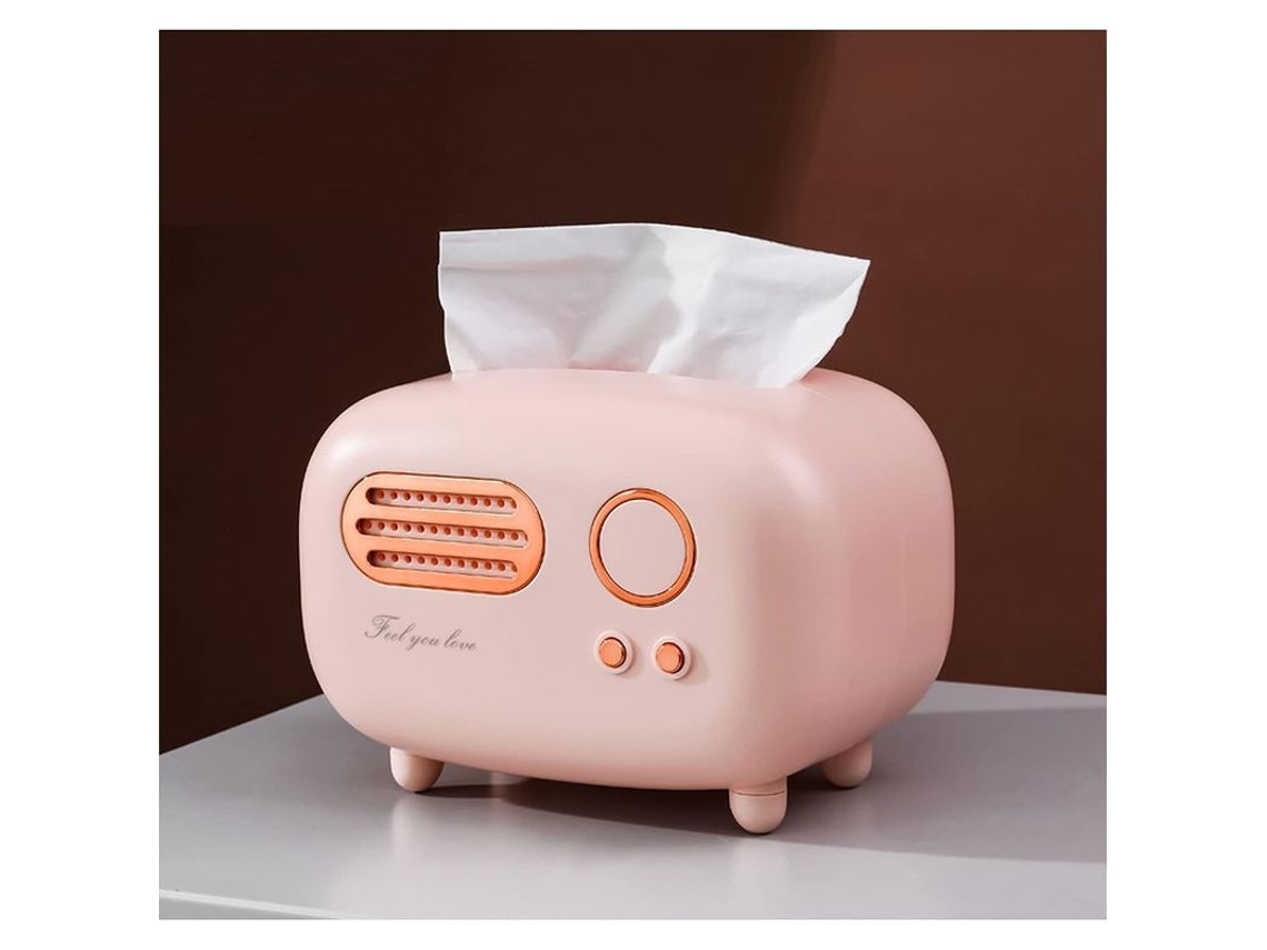 Caja De Almacenamiento De Toallas De Papel Con Forma De Radio Retro - Práctica Y Bonita - Regalo Creativo - Rosa