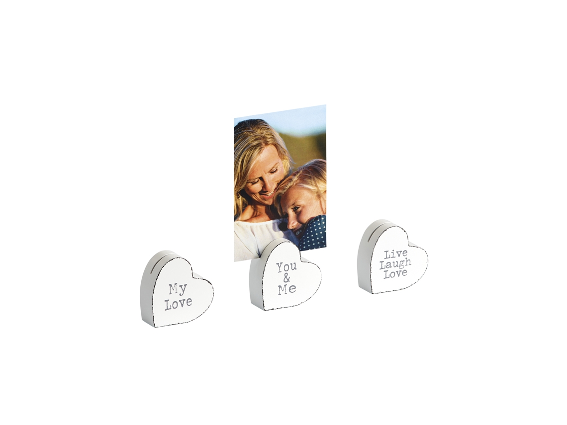 Dreams Wooden Heart Picture Holder Set Of 3 White
