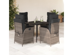 Conjunto de comedor de jardín DKD Home Decor de 5 piezas con cojines, ratán gris