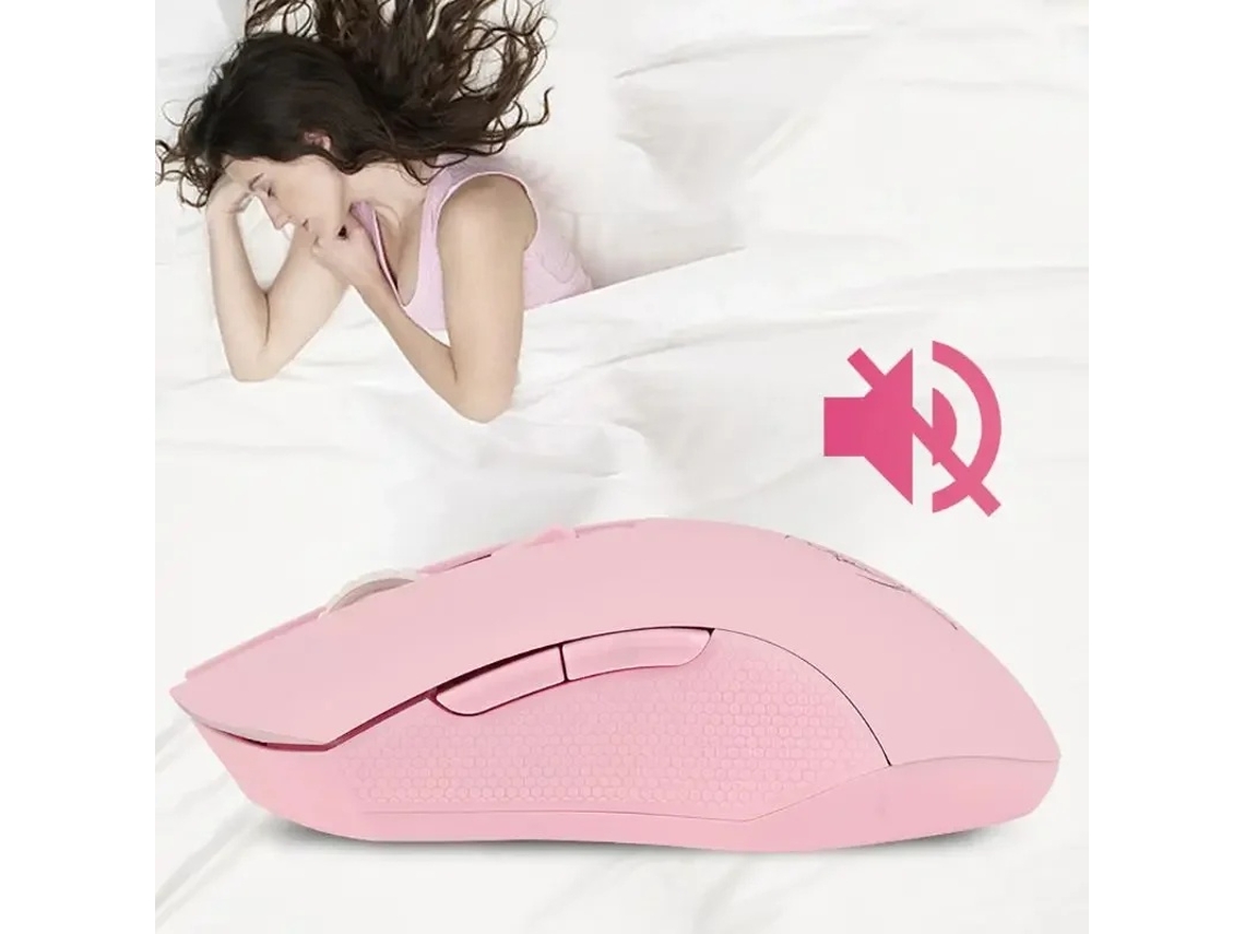 Ratón para juegos Yizhood, óptico, LED, silencioso, 1600 dpi, 2,4 GHz, USB, inalámbrico, para portátil, PC, color rosa