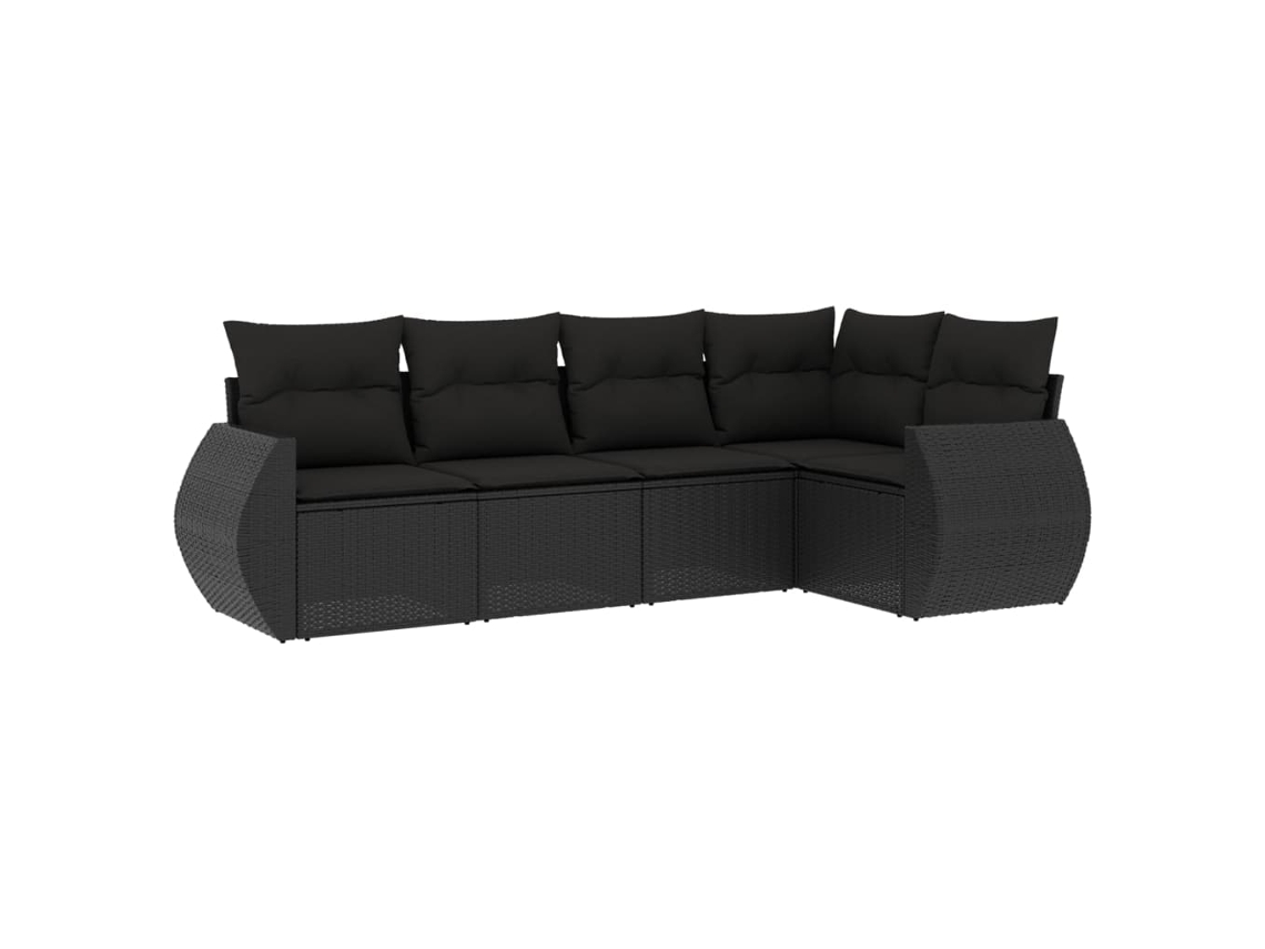Conjunto 5 de muebles de jardín VIDAXL y cojines ratán sintético negro