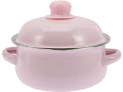 Olla tradicional esmaltada con doble asa para guisos, una olla de estilo familiar para un uso versátil.