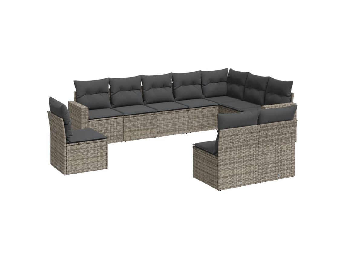 Maison Exclusive - Set De Sofás De Jardín 10 Pzas Con Cojines Ratán Sintético Gris