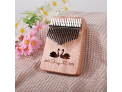 Piano de pulgar Kalimba de 17 teclas con diseño de pareja de cisnes de madera