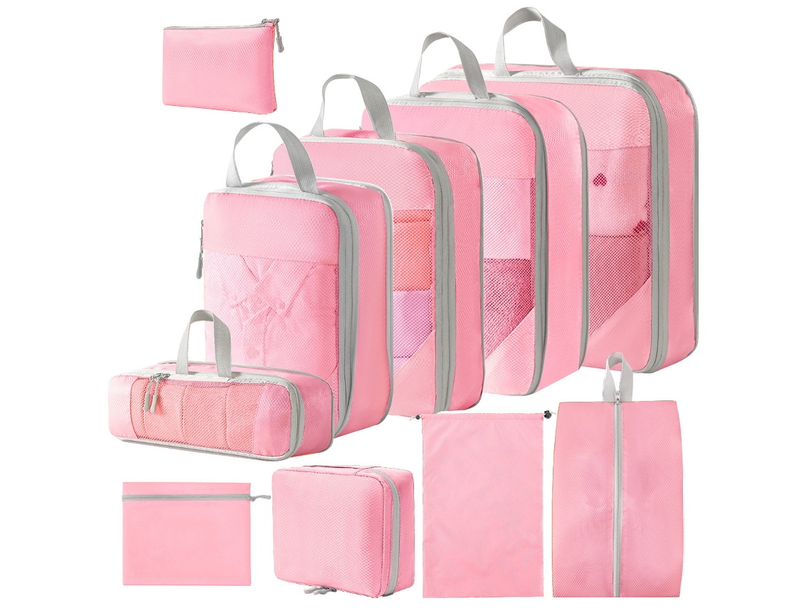 Conjunto De Bolsas Organizadoras Para Malas, Pacote Com 10 Chrui (rosa)