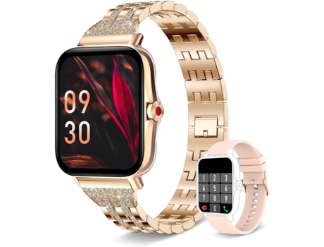 VEANXIN Reloj Inteligente Rastreador de Ejercicios de Actividad a Prueba de Agua con Pantalla táctil a Color, Dorado y Rosa