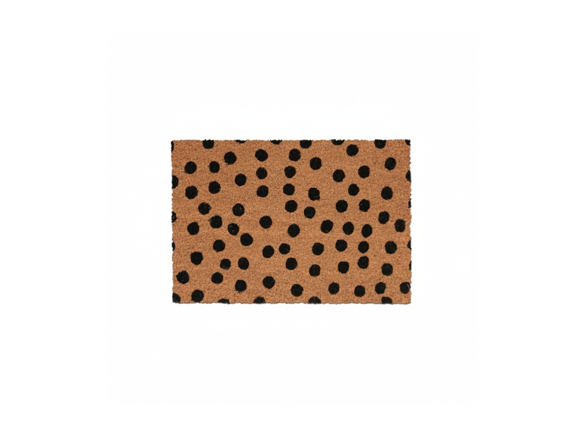 Relaxdays Felpudo Coco, Con Puntos, 60x40 Cm, Alfombra Puerta Interior Y Exterior, Tapete Antideslizante, Natural/negro