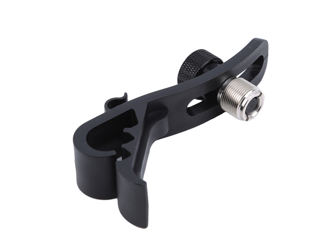 Soporte de micrófono ajustable con clip para batería, resistente a impactos, negro. Mdug