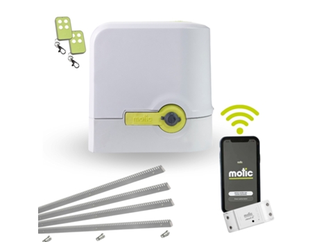 Motor para puerta corredera de garaje WIFI . Kit compact 800 - MOTIC. Hasta 800kg incluye 2 mandos y 4 metros de cremallera de hierro.
