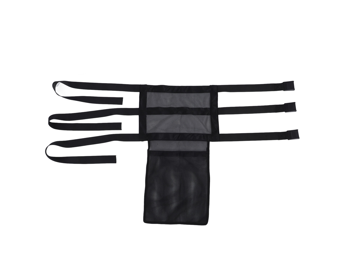 Soporte de banco de tela de malla negra con 3 hebillas ajustables