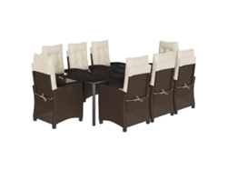 Maison Exclusive - Set Comedor Para Jardín 9 Pzas Y Cojines Ratán Sintético Marrón