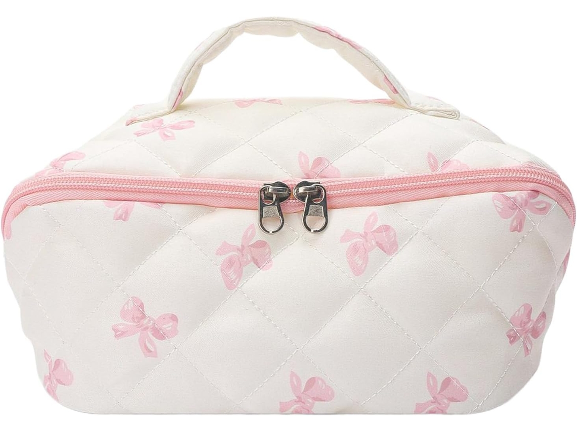 Pink Bow Makeup Bag, Trousse De Vanité Grande Y Mignonne