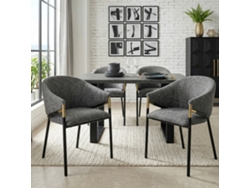 Sillas De Comedor 4 Unidades - Cómodas Y Transpirables, Con Reposabrazos De Acero Inoxidable Dorado, Estilo Moderno - Gris