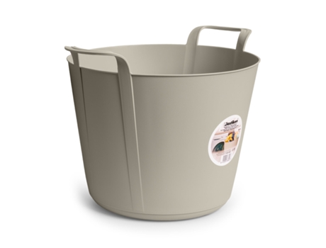 PLASTIKEN Nature - Capazo Flexible de 42L Multiusos Redondo con Asas Ecru